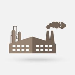 Old factory silhouette pictogram on white background. İndustry pollution icon. Simple modern icon design illustration.