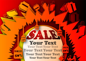 Vector sale in paper art style