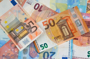 Billets de banque en euro en gros plan