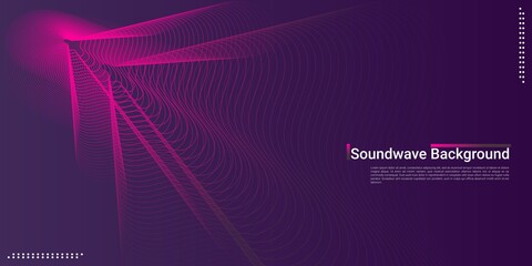 Abstract music background, wave line design in dark pink gradient colors. Suitable for posters, flyers, banners, advertising, websites, etc. Vector Illustration