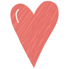 Hand drawn isolated red heart with doddled texture