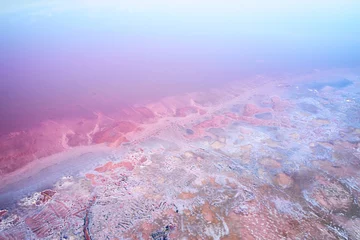 Abwaschbare Fototapete Candy Pink Luftaufnahme der Insel Jarilgach in der Ukraine. Majestätische Landschaften
