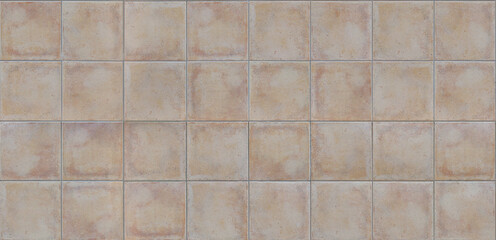 Seamless rough beige tiles texture, square tile kitchen floor, high resolution repeatable stone wallpaper, seams free, perfect for renders and architectural works.