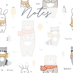 Printable notepad or sticky note for digital papers, journal and printable planners - Happy Cuddle Bear Planner Collection