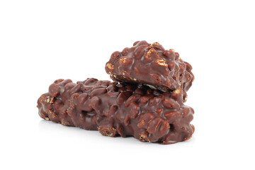 Chocolate wafers on a white background