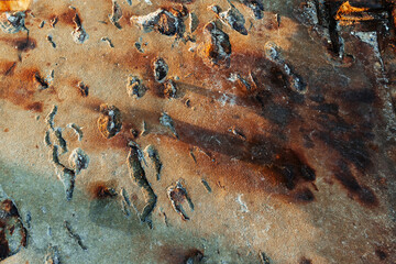 Old rusty textured metal surface. Conception of aging and decay