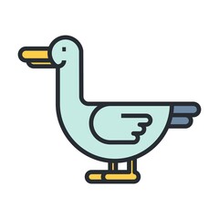 Farm duck, poultry symbol. Flat design illustration.