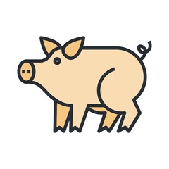 Pig icon. Pork symbol isolated on white background.