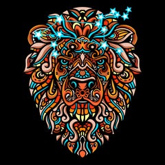 Fototapeta premium Hand drawn of Lion head zentangle arts . vector illustration