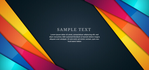 Template design abstract modern colorful triangles on dark background with copy space for text.
