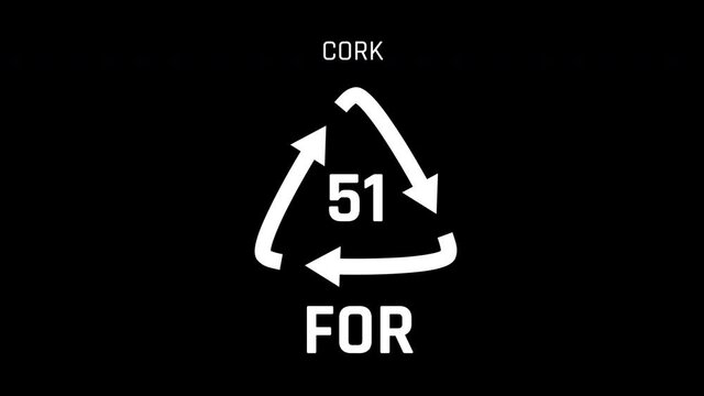 Cork or FOR or number 51 Recycle Symbol Animation Seamless Loop
