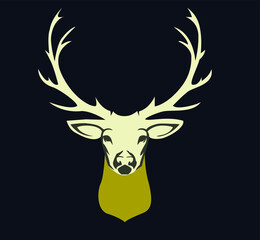 Deer on blue background vector illustration .T-shirt , poster ,website designs.
