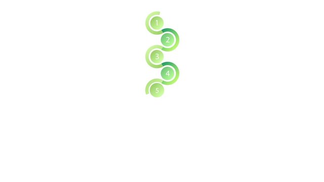 A set of three smoothly animated vertical spiral lines and 9 points. Analogue colors, green, blue, yellow. 2D flat animation isolated on white background with alpha luma matte 4k.