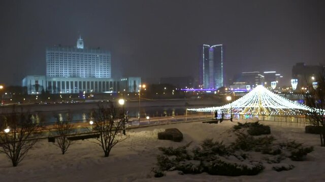 Government House in Moscow in the evening