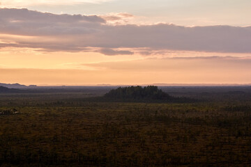 Teichu bog in summer evening, view from top