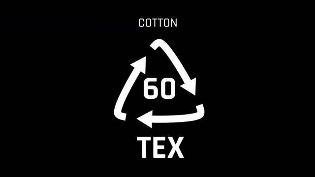 Cotton or TEX or number 60 Recycle Symbol Animation Seamless Loop