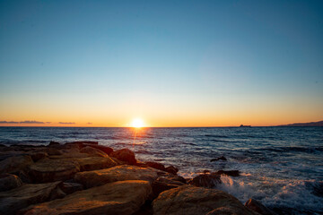 atardecer en la playa