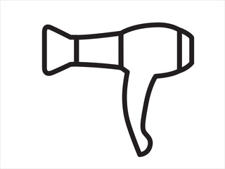 Hair dryer icon for drying hair.Barber symbol silhouette isolated on white background. 
Vector illustration for Website page and mobile app design.
