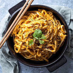 Japanese udon with sweet potato sauce