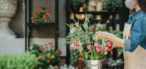 Fototapeta premium Modern business, shop owner and flower studio