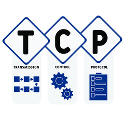 TCP - Transmission Control Protocol  acronym. business concept background.  vector illustration concept with keywords and icons. lettering illustration with icons for web banner, flyer, landing page, 