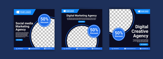 Social media marketing agency. Digital Marketing Agency. Digital Creative Agency. Social media post banner template for your business.