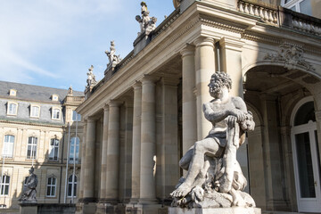 Fototapeta na wymiar The New Palace ( Neues Schloss ) which stands on Schlossplatz, in Stuttgart - Germany 