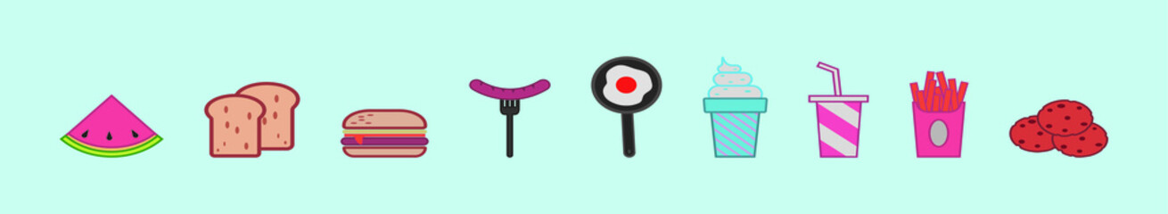 set of kids menu cartoon icon design template with various models. vector illustration isolated on blue background