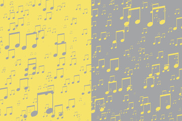 Musical notes on a yellow and gray background