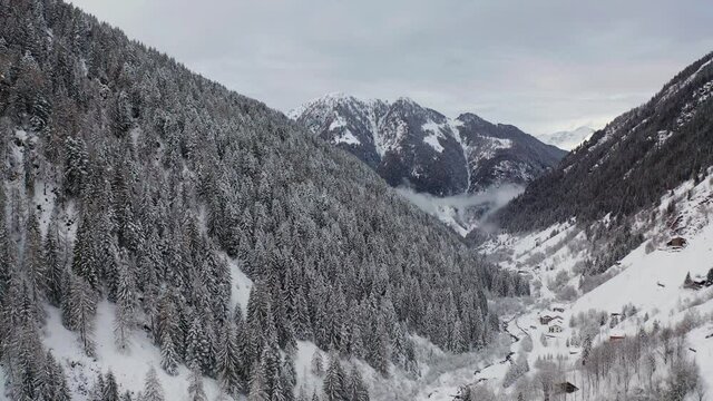 Aerial 4K - Vallunga in Tartano Valley in Valtellina, Italy