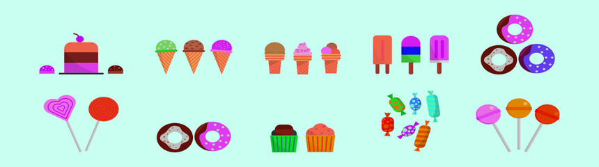 set of kids menu cartoon icon design template with various models. vector illustration isolated on blue background