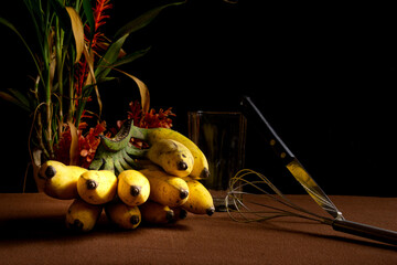 A bunch of banana on the table