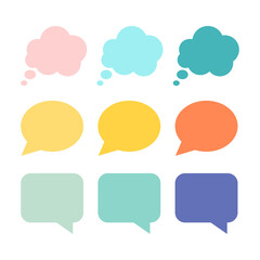Thought icon, speech bubbles, icon set. Vector illustration