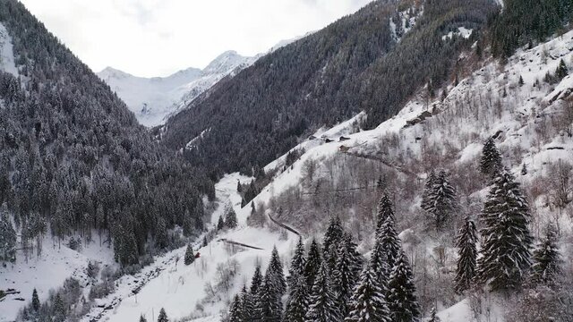 Aerial 4K - Val Corta, Tartano Valley in Valtellina, Italy