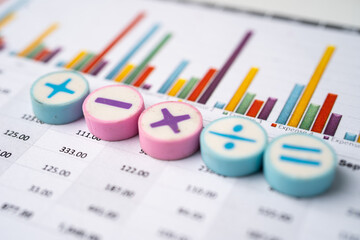 Math Symbols Charts Graphs spreadsheet. Finance Banking Account, Statistics, Investment Analytic...