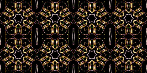 Vintage red and golden digital floral pattern. Background and texture