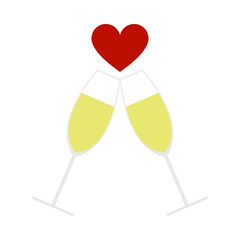 Champagne Glass With Heart Icon