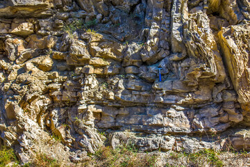 Geological hammer on the rocks