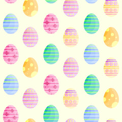 This is a seamless pattern of Easter eggs on a light background. Wrapping paper.