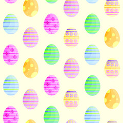 This is a seamless pattern of Easter eggs on a light background. Wrapping paper.