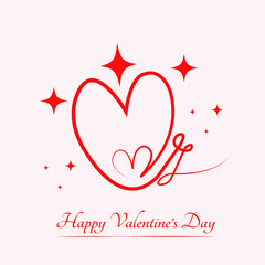 minimal line heart with sparkling shape for valentine