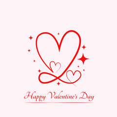 minimal line heart with sparkling shape for valentine's day