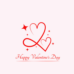 minimal line heart with sparkling shape and text for valentine's day