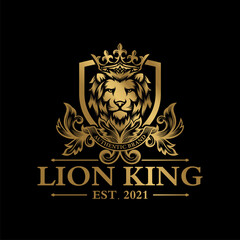 Luxury Golden Royal Lion King logo design inspiration