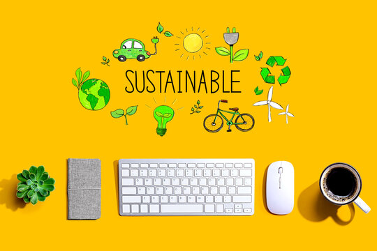 Sustainable with a computer keyboard and a mouse