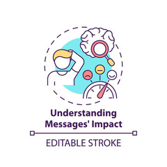Understanding messages impact concept icon. Media literacy elements idea thin line illustration. Frequent misunderstanding and frustration. Vector isolated outline RGB color drawing. Editable stroke