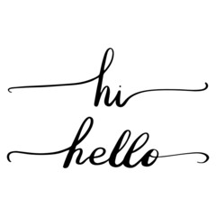 Hi Hello vector words. Silhouette file. Isolated esp. Brush hello lettering