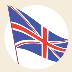 British flag isolated, round icon, sign, emblem, flat vector stock illustration as a symbol of patriotism in Great Britain, nationality