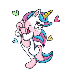 Expression Cute Unicorns are in Love. Cartoon Vector Icon Illustration. Animal Love Icon Concept Isolated Premium Vector.