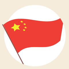 Chinese flag isolated, round icon, sign, emblem, flat vector stock illustration as a symbol of patriotism in China, nationality